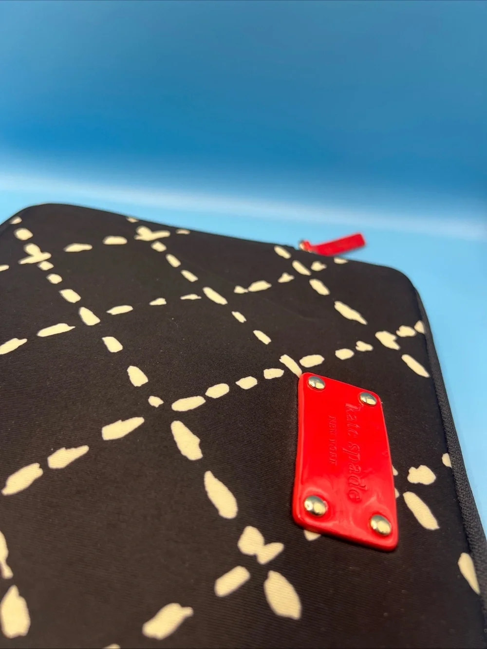 Genuine Authentic Kate Spade iPad Sleeve Case Pouch Black/White 10 1/4” by 8”